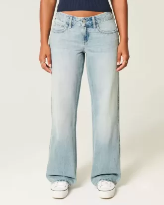 Jeans larghi e a vita bassa con lavaggio chiaro