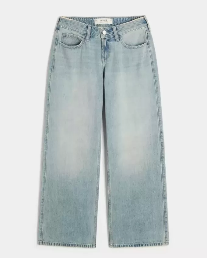 Jeans larghi e a vita bassa con lavaggio chiaro