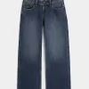 Jeans larghi e a vita bassa con lavaggio scuro