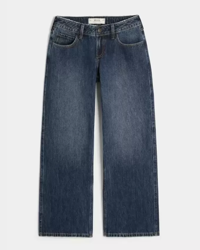 Jeans larghi e a vita bassa con lavaggio scuro