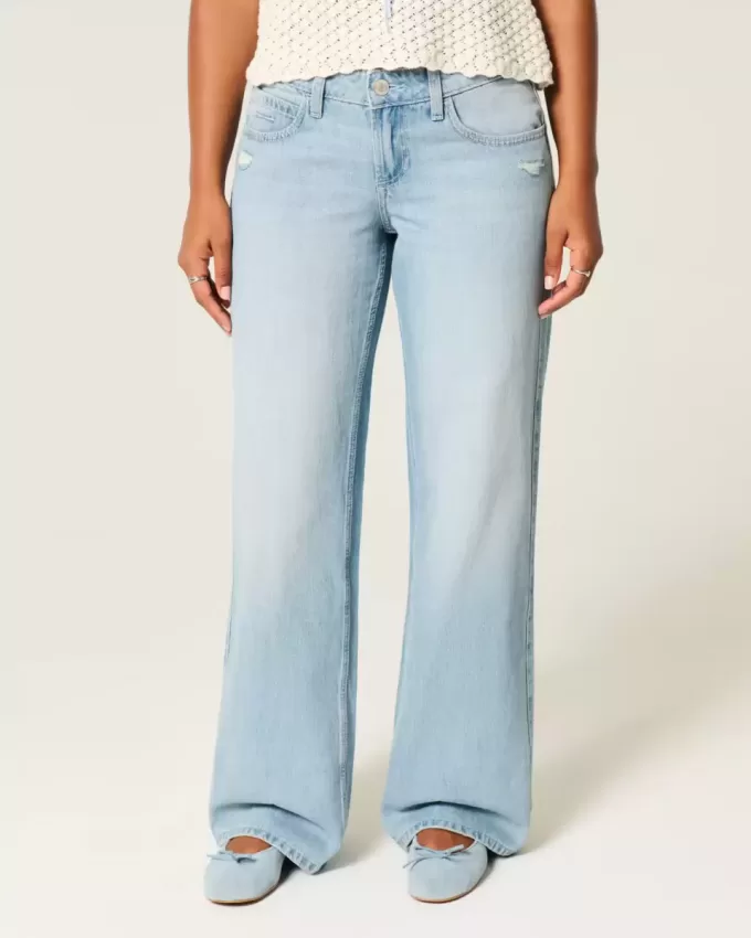 Jeans larghi e strappati a vita bassa e curvy