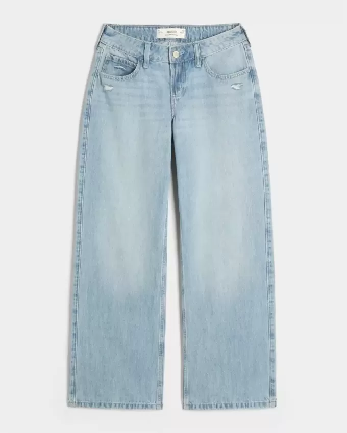Jeans larghi e strappati a vita bassa e curvy