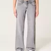 Jeans larghi grigi a vita bassa