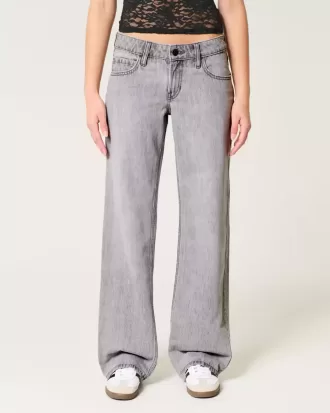 Jeans larghi grigi a vita bassa