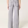 Jeans larghi grigi a vita bassa