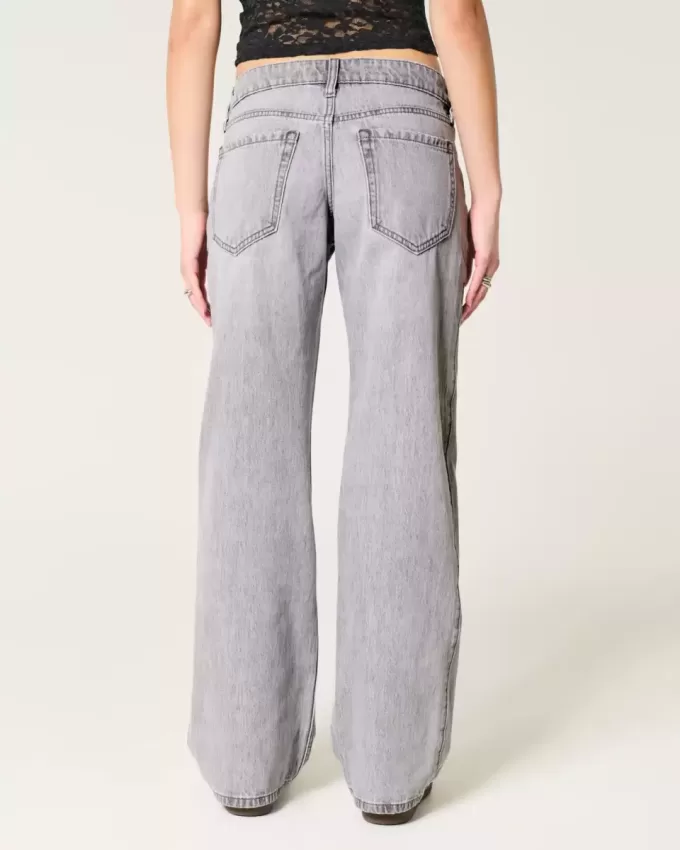 Jeans larghi grigi a vita bassa