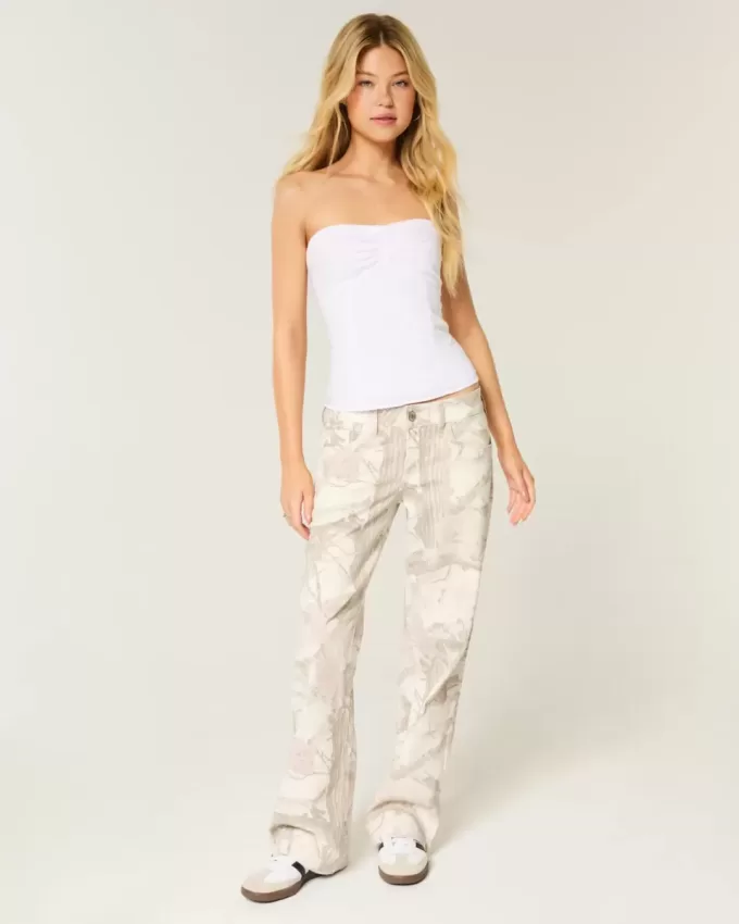 Jeans larghi mimetici a vita bassa