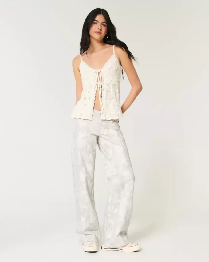 Jeans larghi mimetici a vita bassa
