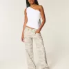 Jeans larghi mimetici Y2K a vita bassa