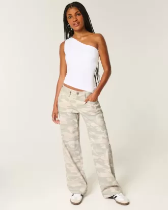 Jeans larghi mimetici Y2K a vita bassa