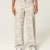 Jeans larghi mimetici Y2K a vita bassa
