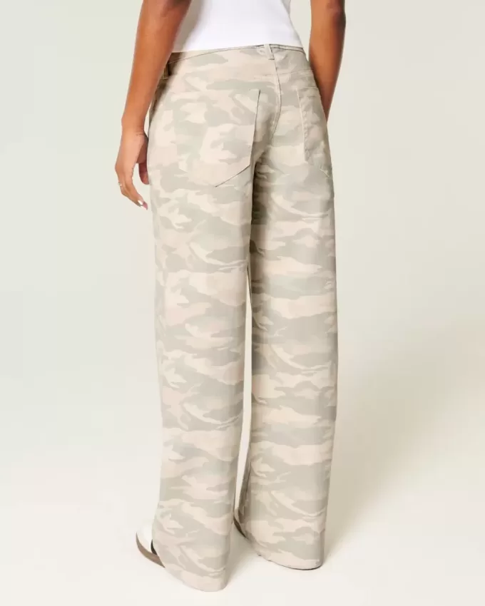 Jeans larghi mimetici Y2K a vita bassa