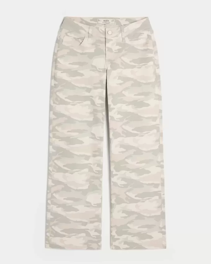Jeans larghi mimetici Y2K a vita bassa e sinuosi