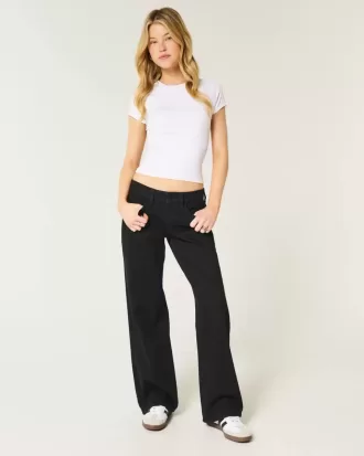 Jeans larghi neri a vita bassa