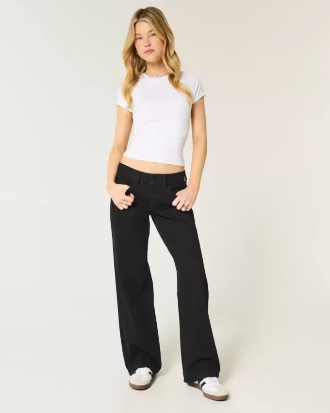Jeans larghi neri a vita bassa