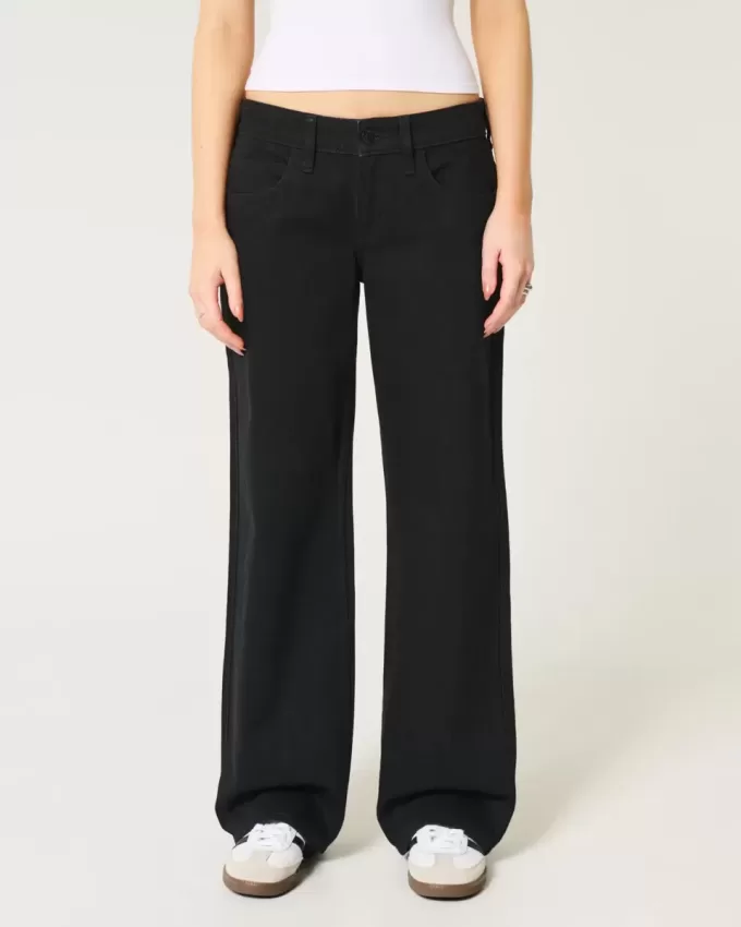 Jeans larghi neri a vita bassa