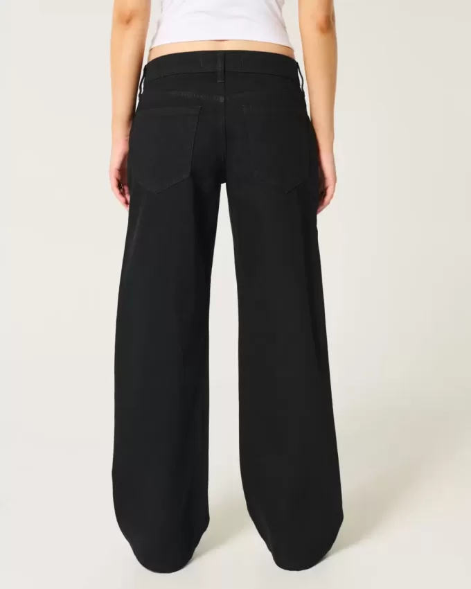 Jeans larghi neri a vita bassa