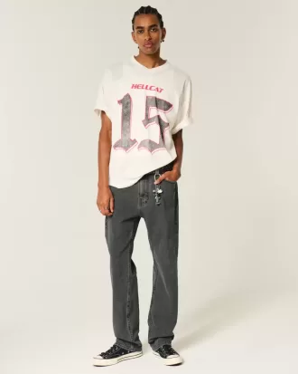 Jeans larghi neri lavati