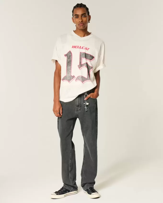 Jeans larghi neri lavati