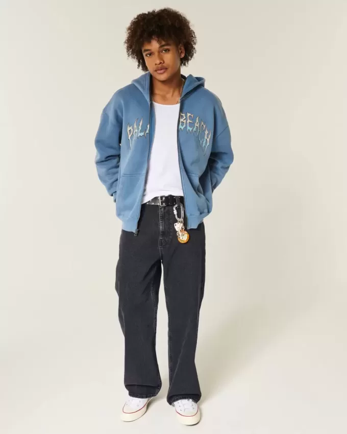 Jeans larghi neri lavati
