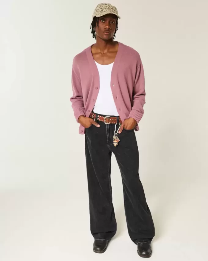 Jeans larghi neri lavati Jeans larghi neri lavati