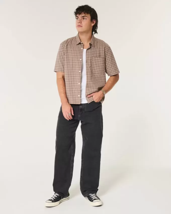 Jeans larghi neri lavati