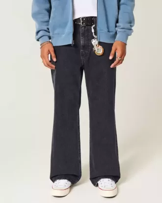 Jeans larghi neri lavati