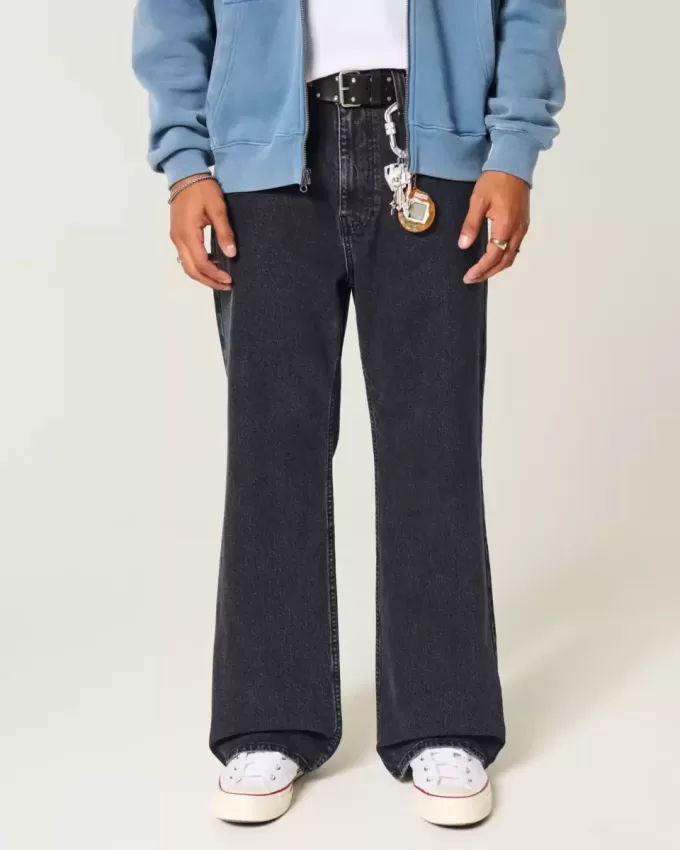 Jeans larghi neri lavati