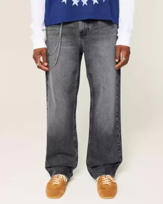 Jeans larghi neri lavati