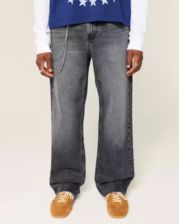 Jeans larghi neri lavati