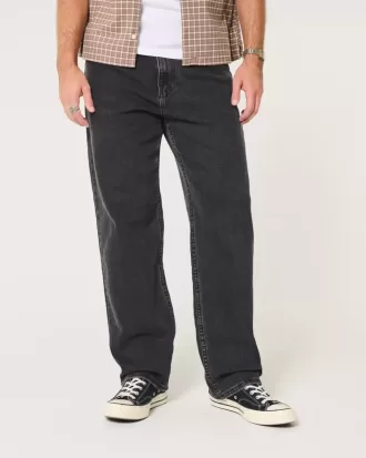 Jeans larghi neri lavati