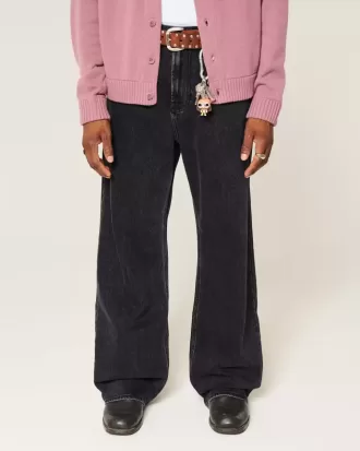 Jeans larghi neri lavati