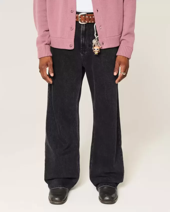Jeans larghi neri lavati Jeans larghi neri lavati