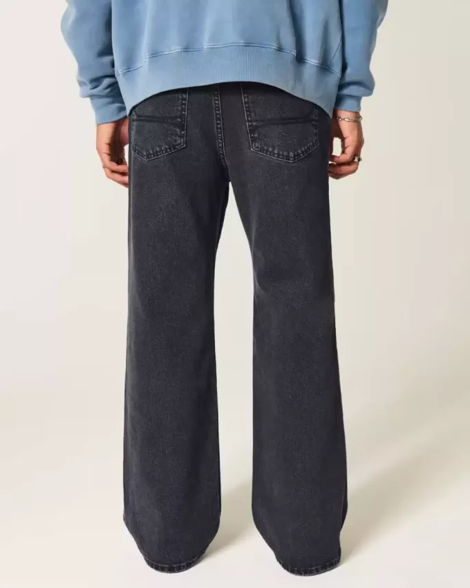 Jeans larghi neri lavati