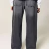 Jeans larghi neri lavati