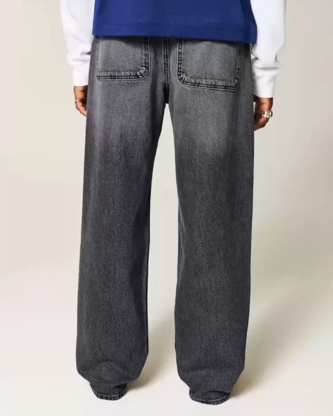 Jeans larghi neri lavati