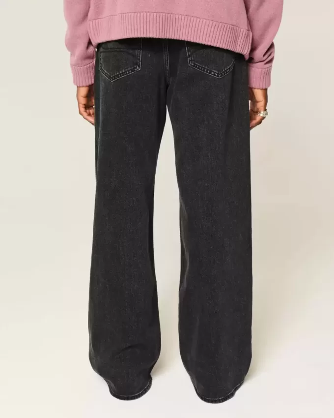 Jeans larghi neri lavati Jeans larghi neri lavati