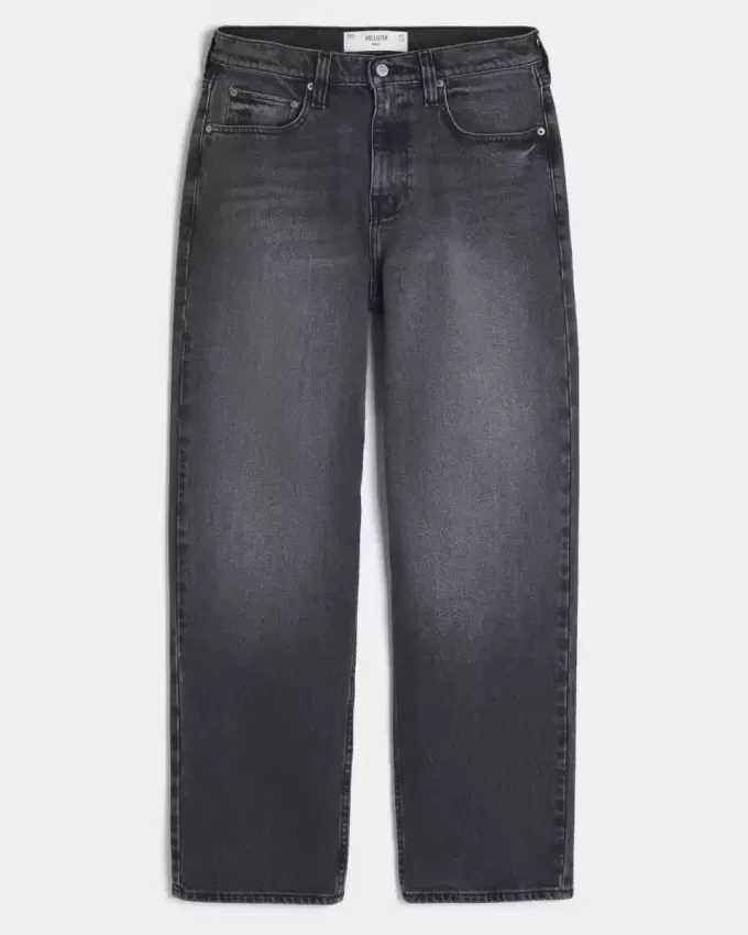 Jeans larghi neri lavati