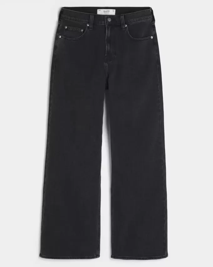 Jeans larghi neri lavati Jeans larghi neri lavati