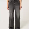 Jeans larghi neri lavati a vita bassa e curvy Jeans larghi neri lavati a vita bassa e curvy