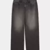 Jeans larghi neri lavati a vita bassa e curvy Jeans larghi neri lavati a vita bassa e curvy