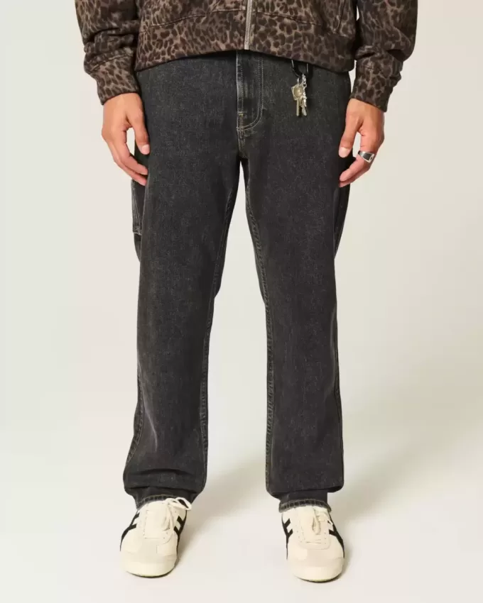 Jeans larghi neri lavati da pittore