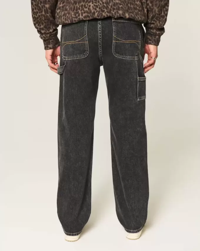 Jeans larghi neri lavati da pittore