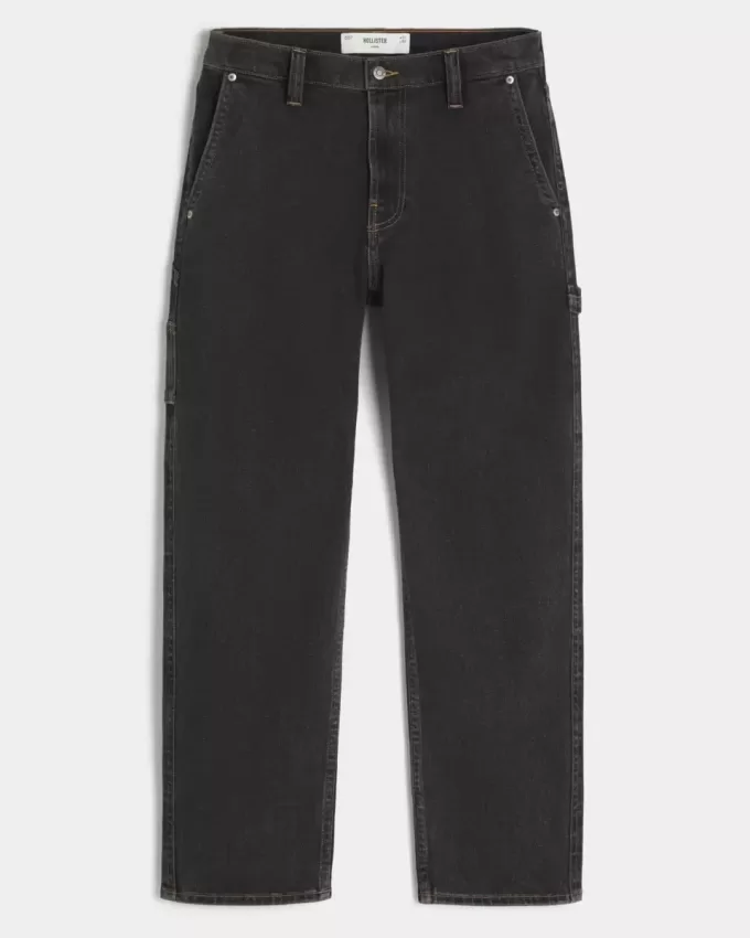 Jeans larghi neri lavati da pittore