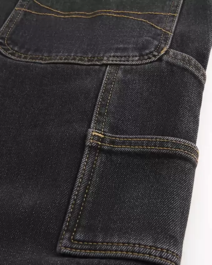 Jeans larghi neri lavati da pittore