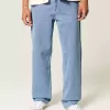 Jeans larghi ricamati lavaggio medio