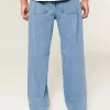 Jeans larghi ricamati lavaggio medio