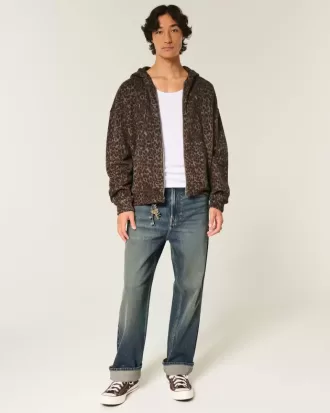 Jeans larghi ricamati lavaggio scuro