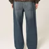 Jeans larghi ricamati lavaggio scuro