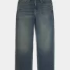 Jeans larghi ricamati lavaggio scuro